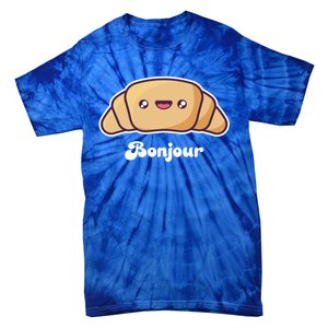 Trip To France Cute French Gift Bonjour Croissant Funny Gift Tie-Dye T-Shirt