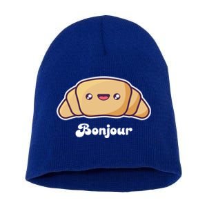 Trip To France Cute French Gift Bonjour Croissant Funny Gift Short Acrylic Beanie