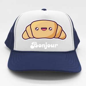 Trip To France Cute French Gift Bonjour Croissant Funny Gift Trucker Hat