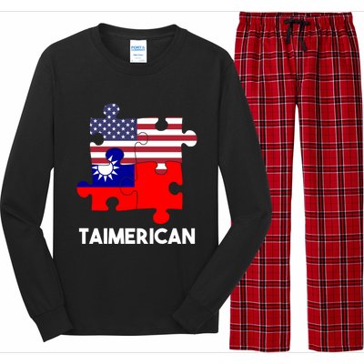 Taiwan Taiwanese Flag Proud America Puzzle Dna Mix Breed Gift Long Sleeve Pajama Set