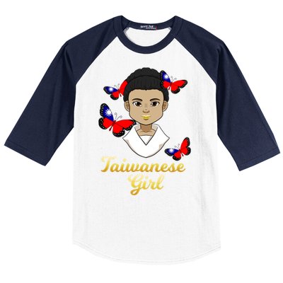 Taiwan Taiwanese Flag Proud Princess Butterfly Gift Baseball Sleeve Shirt