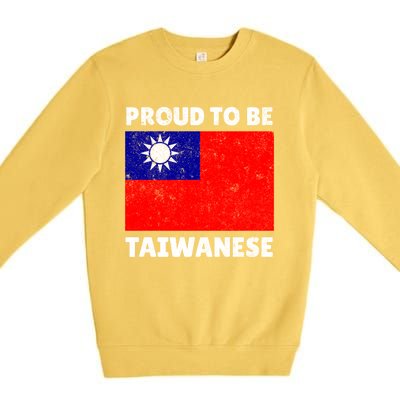 Taiwan Taiwanese Flag Proud Heart Love Vintage Cute Gift Premium Crewneck Sweatshirt