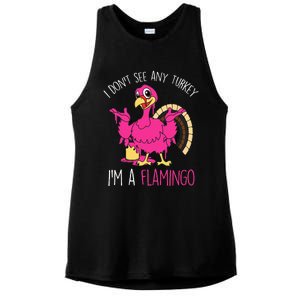 Thanksgiving Turkey Flamingo Pun Hilarious Holiday Ladies PosiCharge Tri-Blend Wicking Tank