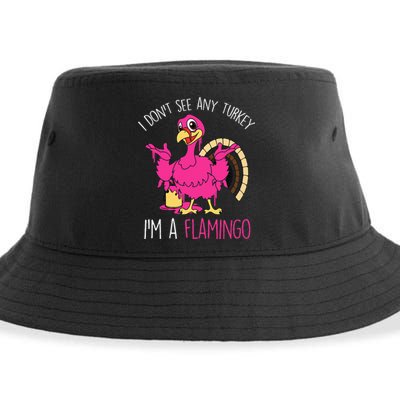 Thanksgiving Turkey Flamingo Pun Hilarious Holiday Sustainable Bucket Hat