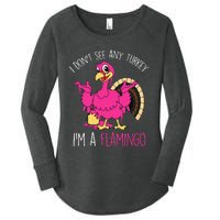 Thanksgiving Turkey Flamingo Pun Hilarious Holiday Women's Perfect Tri Tunic Long Sleeve Shirt