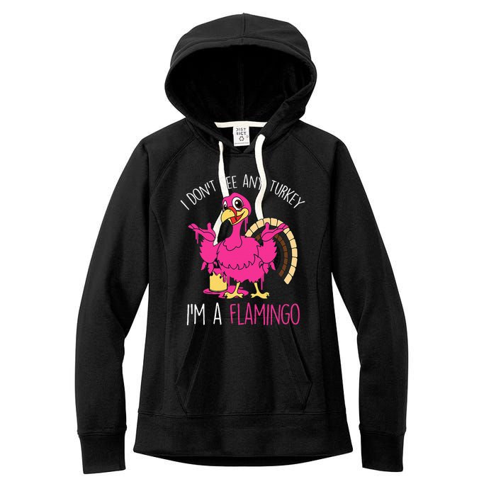 Thanksgiving Turkey Flamingo Pun Hilarious Holiday Women's Fleece Hoodie