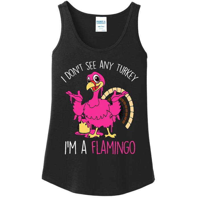 Thanksgiving Turkey Flamingo Pun Hilarious Holiday Ladies Essential Tank