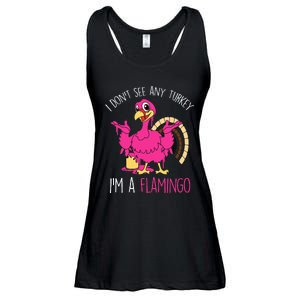 Thanksgiving Turkey Flamingo Pun Hilarious Holiday Ladies Essential Flowy Tank