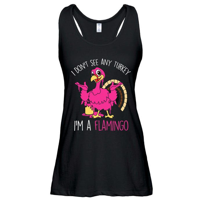 Thanksgiving Turkey Flamingo Pun Hilarious Holiday Ladies Essential Flowy Tank