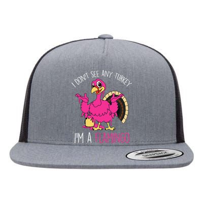 Thanksgiving Turkey Flamingo Pun Hilarious Holiday Flat Bill Trucker Hat