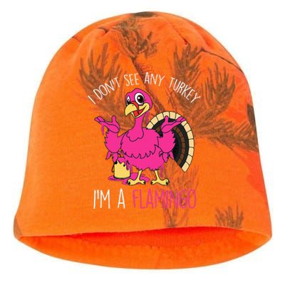 Thanksgiving Turkey Flamingo Pun Hilarious Holiday Kati - Camo Knit Beanie