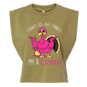 Thanksgiving Turkey Flamingo Pun Hilarious Holiday Garment-Dyed Women's Muscle Tee