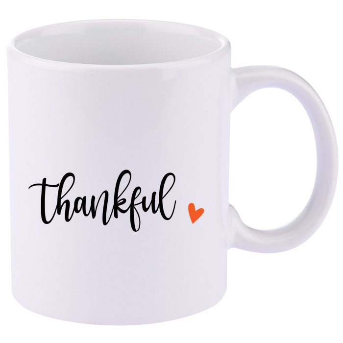 Thankful Thanksgiving Fall Vibes Halloween Autumn Gift 11oz C Handle Ceramic Mug