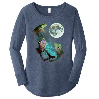 Three Tree Frogs Howl At Moon 3 Wolfs Wolves Funny Parody Women's Perfect Tri Tunic Long Sleeve Shirt