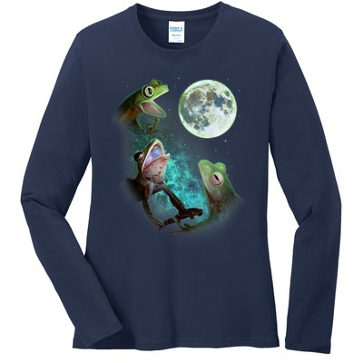 Three Tree Frogs Howl At Moon 3 Wolfs Wolves Funny Parody Ladies Long Sleeve Shirt