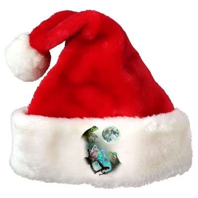 Three Tree Frogs Howl At Moon 3 Wolfs Wolves Funny Parody Premium Christmas Santa Hat