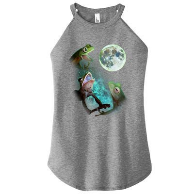 Three Tree Frogs Howl At Moon 3 Wolfs Wolves Funny Parody Women’s Perfect Tri Rocker Tank