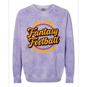 Two Time Fantasy Football Champion Champ League Draft Party Premium Colorblast Crewneck Sweatshirt