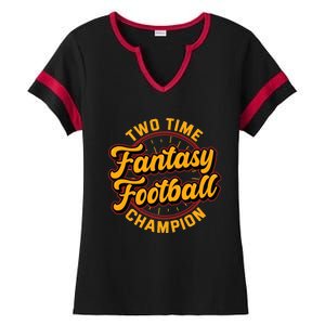 Two Time Fantasy Football Champion Champ League Draft Party Premium Ladies Halftime Notch Neck Tee