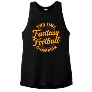 Two Time Fantasy Football Champion Champ League Draft Party Premium Ladies PosiCharge Tri-Blend Wicking Tank