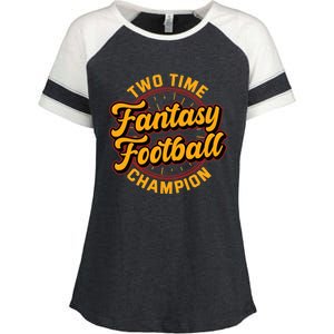 Two Time Fantasy Football Champion Champ League Draft Party Premium Enza Ladies Jersey Colorblock Tee