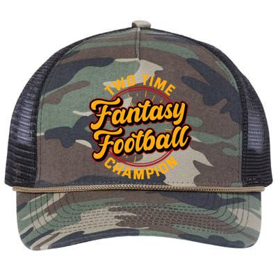 Two Time Fantasy Football Champion Champ League Draft Party Premium Retro Rope Trucker Hat Cap