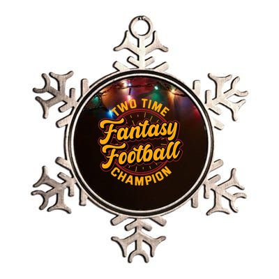 Two Time Fantasy Football Champion Champ League Draft Party Premium Metallic Star Ornament