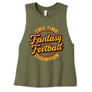 Two Time Fantasy Football Champion Champ League Draft Party Premium Women's Racerback Cropped Tank