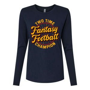 Two Time Fantasy Football Champion Champ League Draft Party Premium Womens Cotton Relaxed Long Sleeve T-Shirt