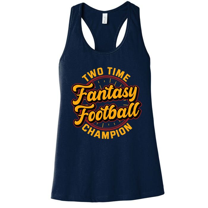 Two Time Fantasy Football Champion Champ League Draft Party Premium Women's Racerback Tank