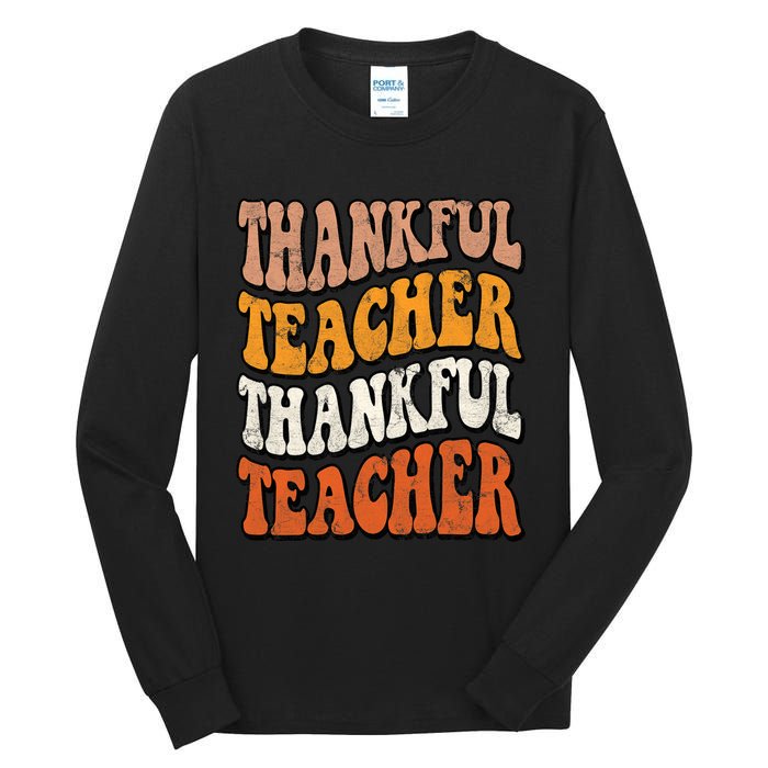 Thankful Teacher Fall Thanksgiving Elementary Classroom Tall Long Sleeve T-Shirt