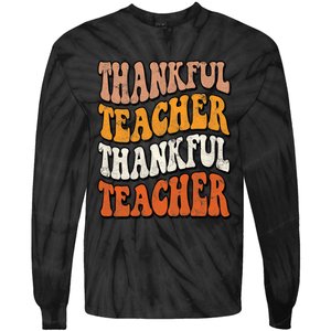 Thankful Teacher Fall Thanksgiving Elementary Classroom Tie-Dye Long Sleeve Shirt