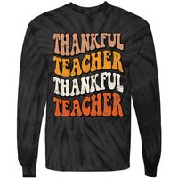 Thankful Teacher Fall Thanksgiving Elementary Classroom Tie-Dye Long Sleeve Shirt