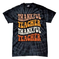 Thankful Teacher Fall Thanksgiving Elementary Classroom Tie-Dye T-Shirt