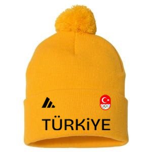 Turkiye Turkey Flag Turkish Shooting Team Sports Pom Pom 12in Knit Beanie