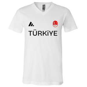 Turkiye Turkey Flag Turkish Shooting Team Sports V-Neck T-Shirt