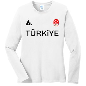 Turkiye Turkey Flag Turkish Shooting Team Sports Ladies Long Sleeve Shirt