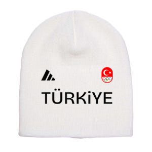 Turkiye Turkey Flag Turkish Shooting Team Sports Short Acrylic Beanie