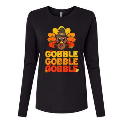 Thanksgiving Turkey Feast Adorable Gobble Gobble Womens Cotton Relaxed Long Sleeve T-Shirt