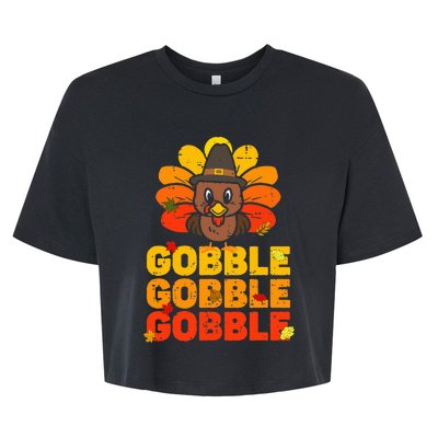 Thanksgiving Turkey Feast Adorable Gobble Gobble Bella+Canvas Jersey Crop Tee