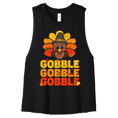 Thanksgiving Turkey Feast Adorable Gobble Gobble Women's Racerback Cropped Tank