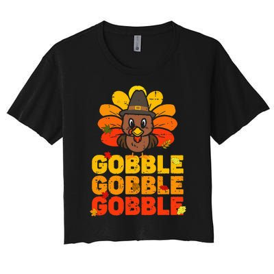 Thanksgiving Turkey Feast Adorable Gobble Gobble Women's Crop Top Tee