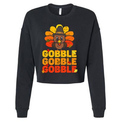 Thanksgiving Turkey Feast Adorable Gobble Gobble Cropped Pullover Crew