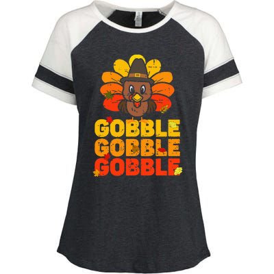 Thanksgiving Turkey Feast Adorable Gobble Gobble Enza Ladies Jersey Colorblock Tee