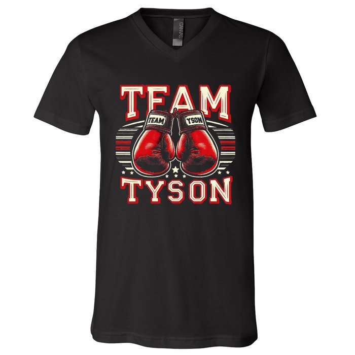 Team Tyson Family Personalized Name Vintage Tyson V-Neck T-Shirt