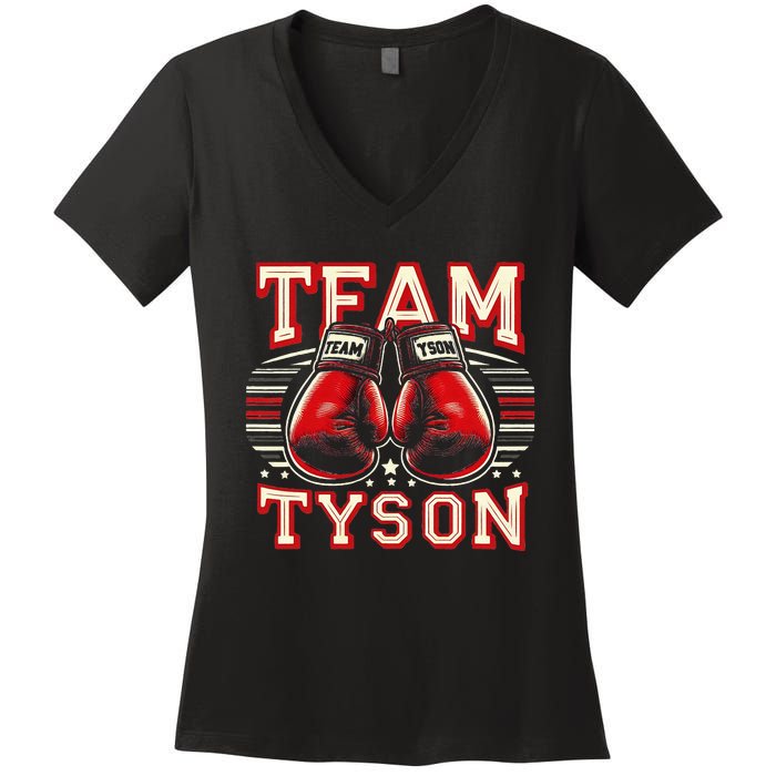 Team Tyson Family Personalized Name Vintage Tyson Women's V-Neck T-Shirt