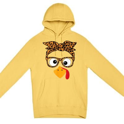 Thanksgiving Turkey Face Premium Pullover Hoodie