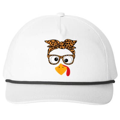 Thanksgiving Turkey Face Snapback Five-Panel Rope Hat