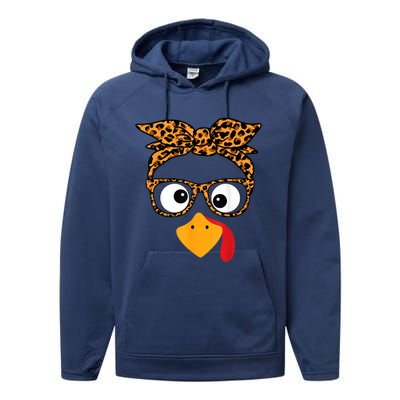 Thanksgiving Turkey Face Performance Fleece Hoodie