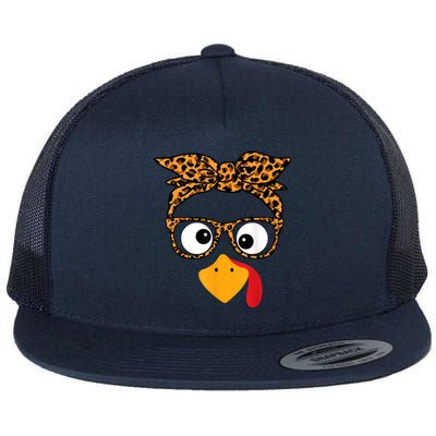 Thanksgiving Turkey Face Flat Bill Trucker Hat